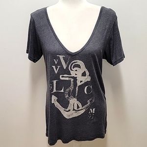 Volco Short Sleeved V-Neck T-Shirt with Ancor Gray w/White Ancor Women's Size M